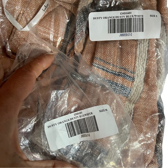 LULU’S Striped Double V-Neck Tiered Mini Dress Dusty Orange Small - Picture 6 of 7